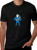 Eagle Mechanic Cartoon Black T-Shirt