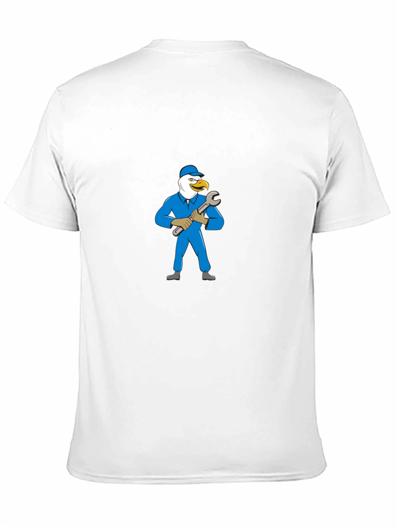 Eagle Mechanic Cartoon Black T-Shirt
