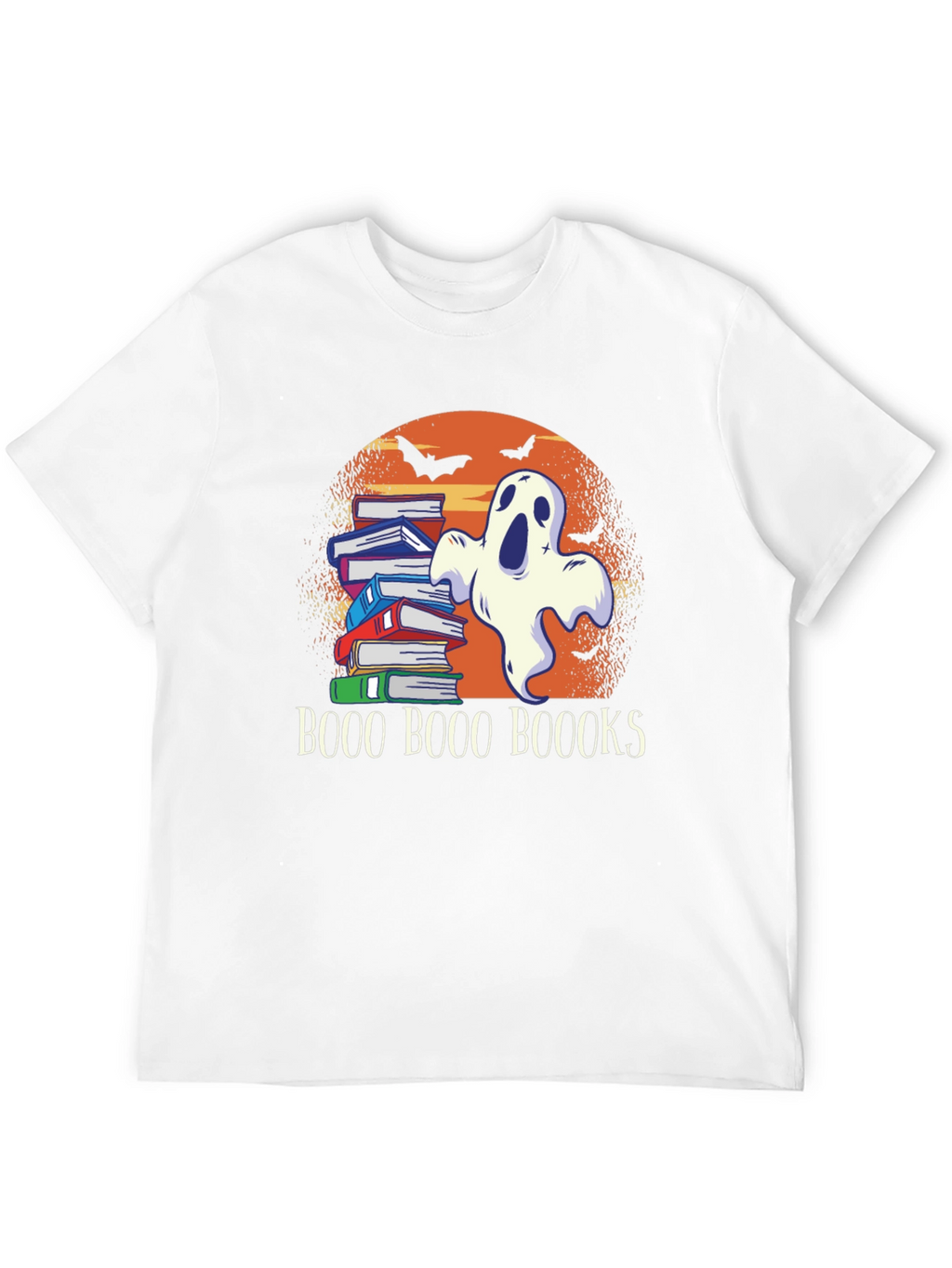 Boo Halloween Ghost & Books T-Shirt