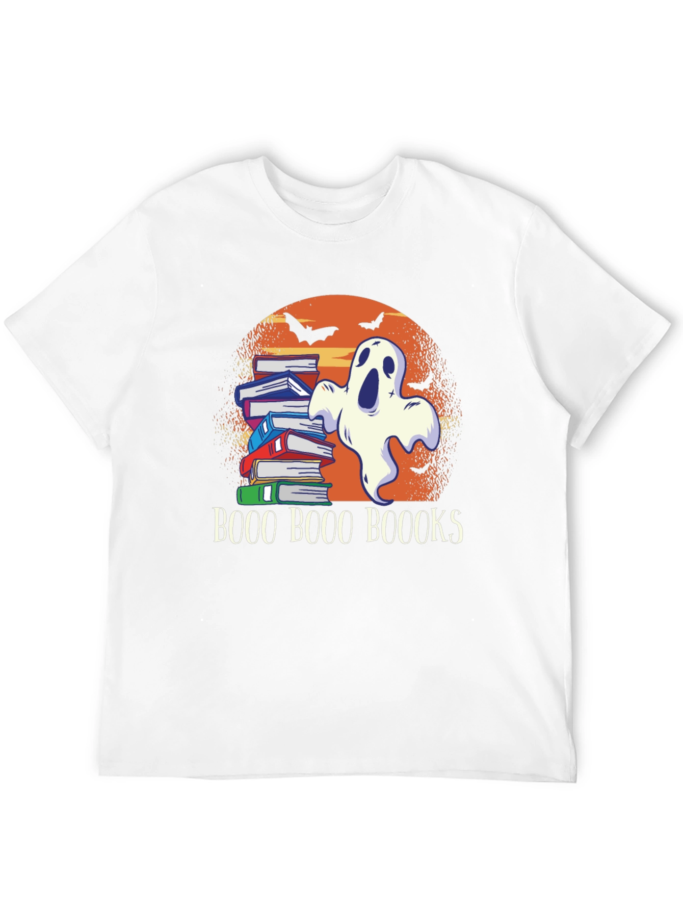 Boo Halloween Ghost & Books T-Shirt