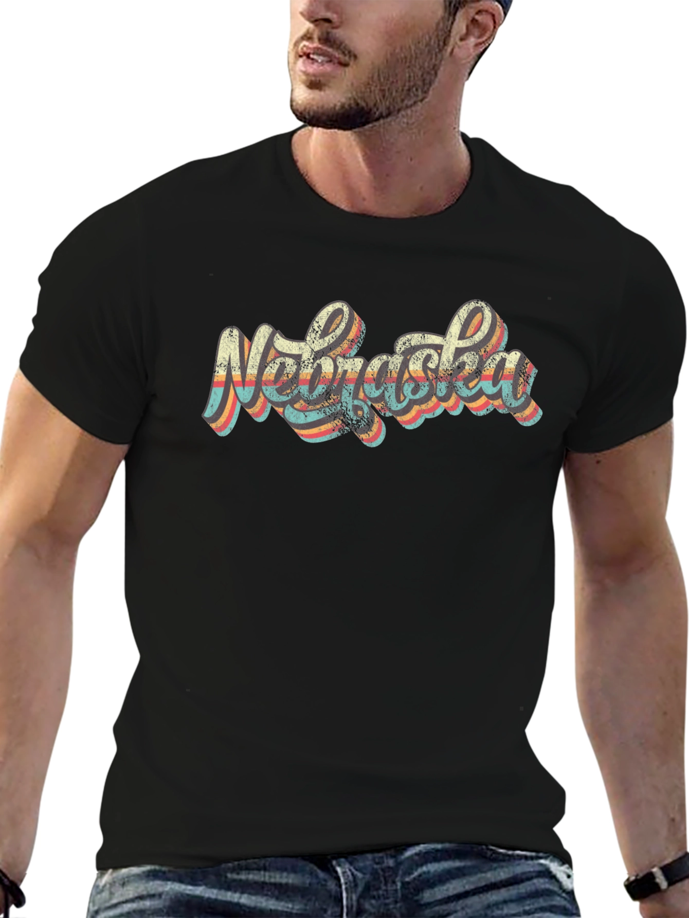 Retro Nebraska Graphic Tee - Black