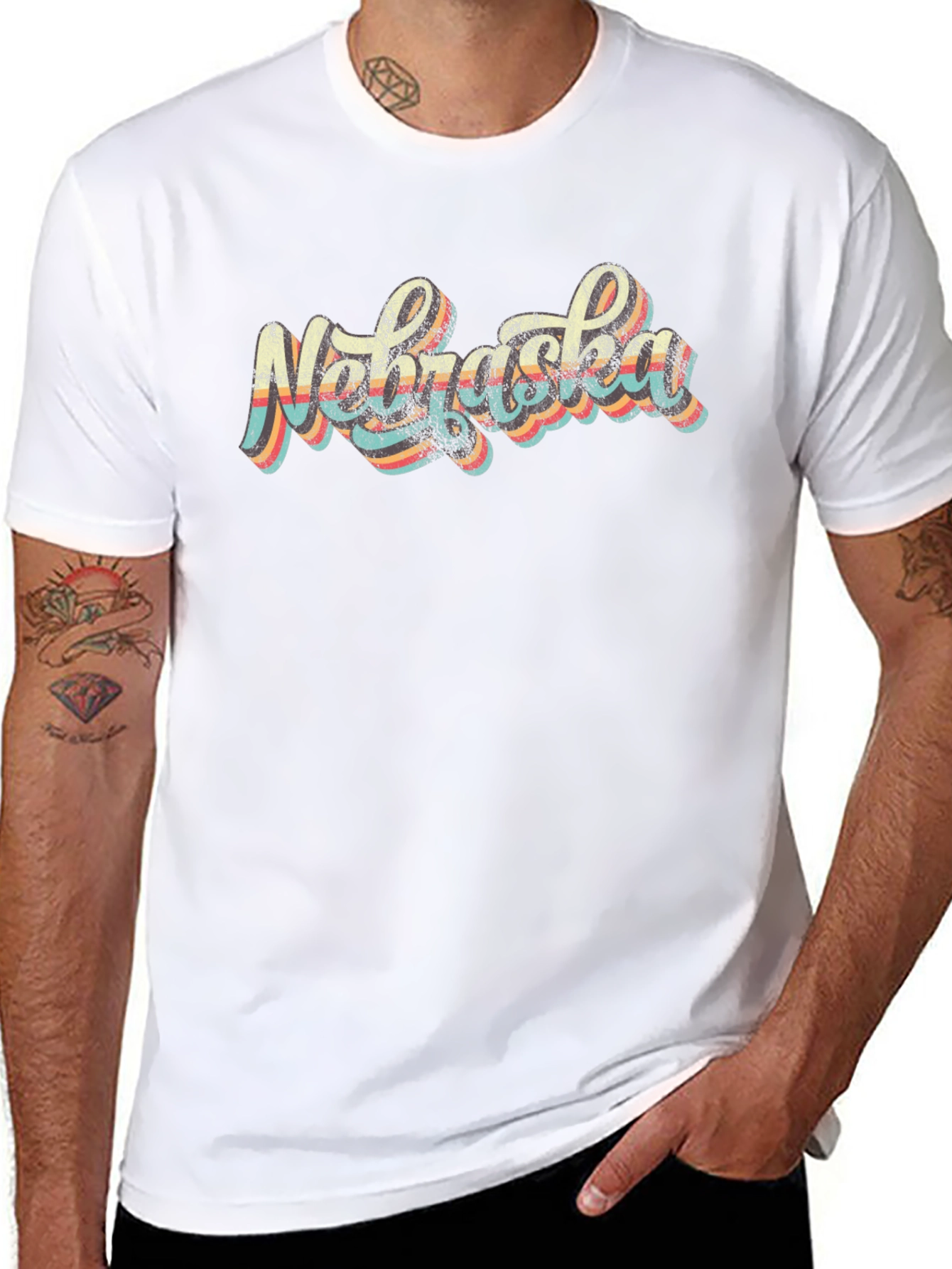 Retro Nebraska Graphic Tee - Black