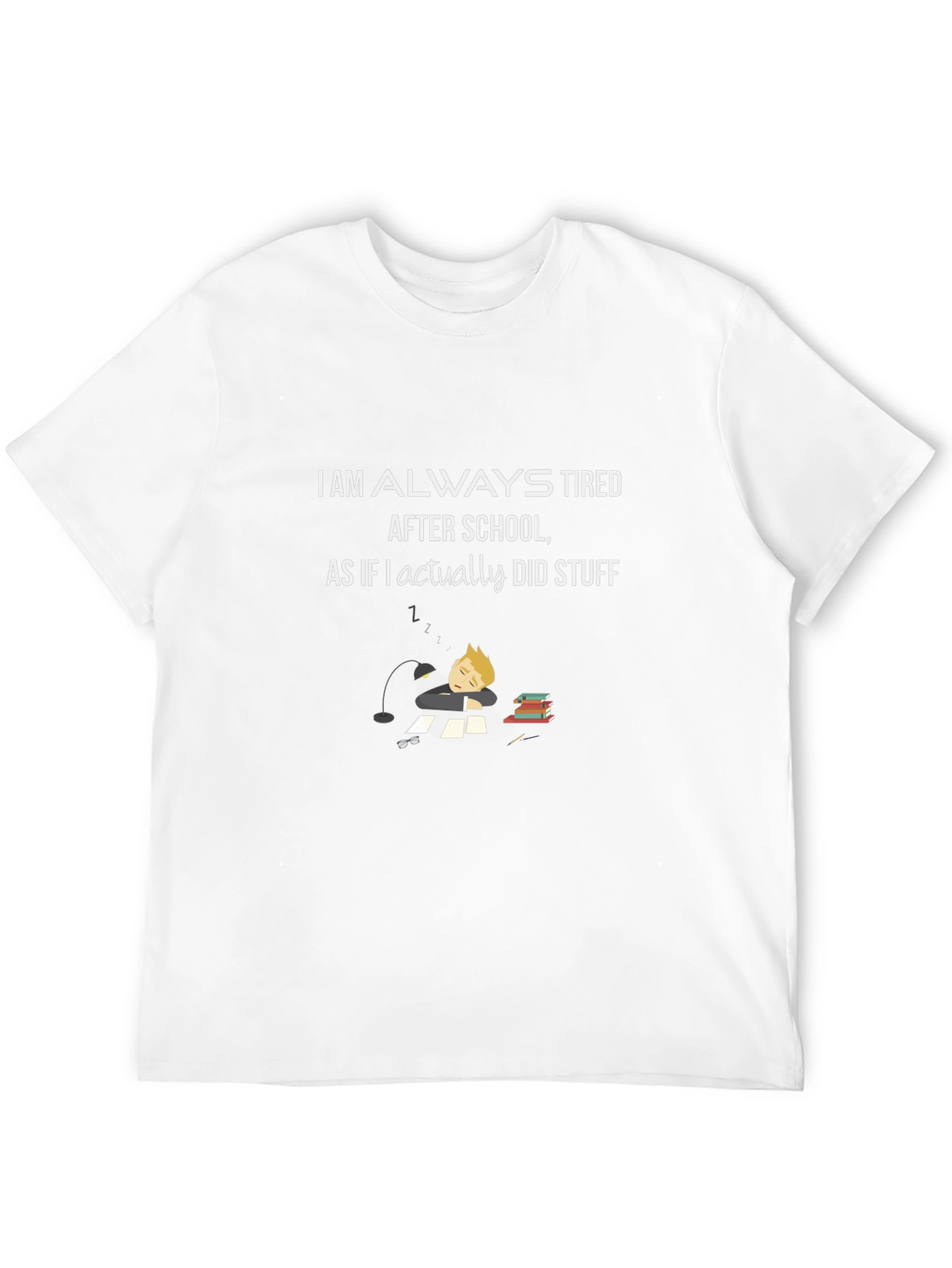 Always Tired After School Black T-Shirt