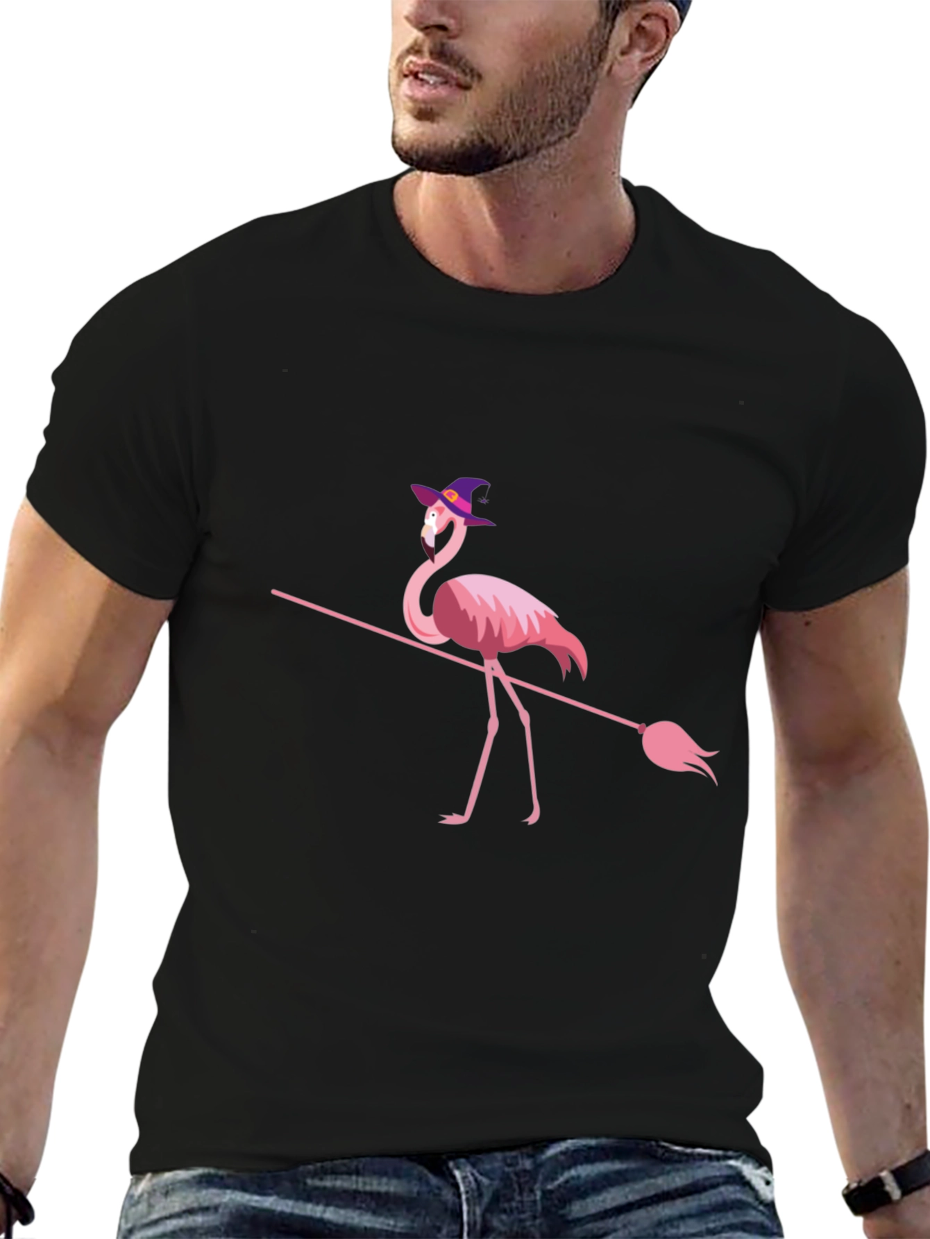 Witch Flamingo Halloween T-Shirt