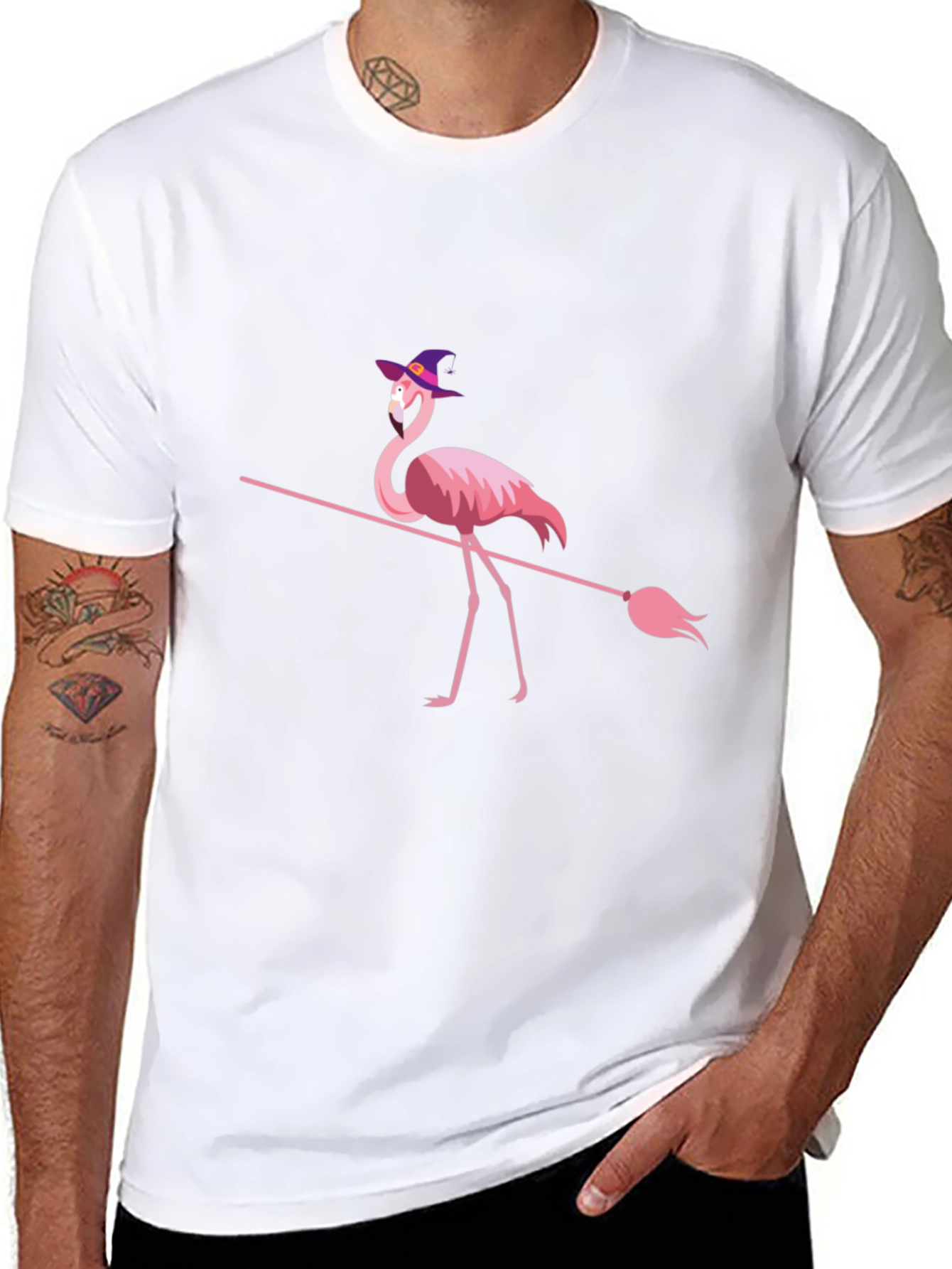 Witch Flamingo Halloween T-Shirt