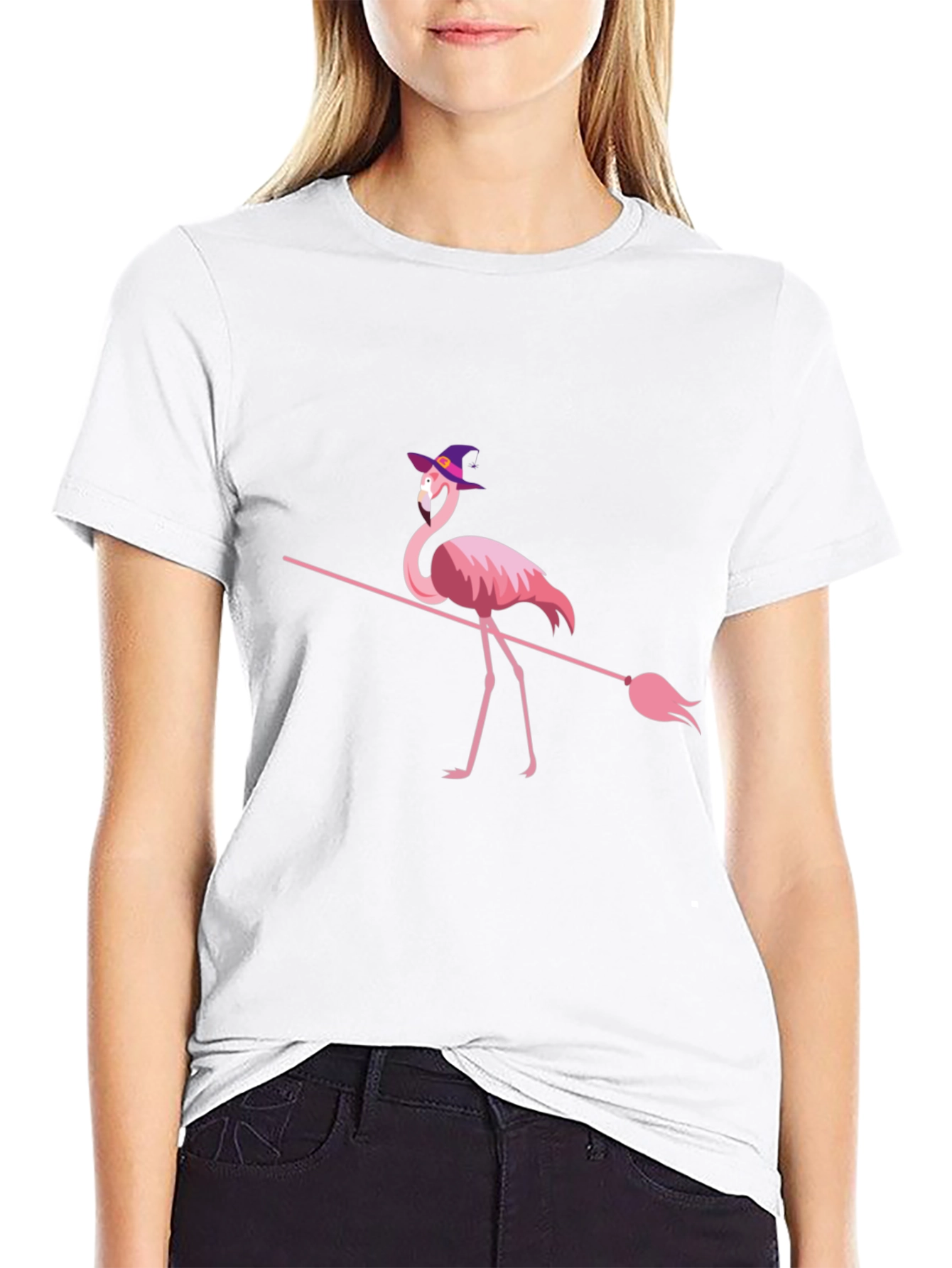 Witch Flamingo Halloween T-Shirt