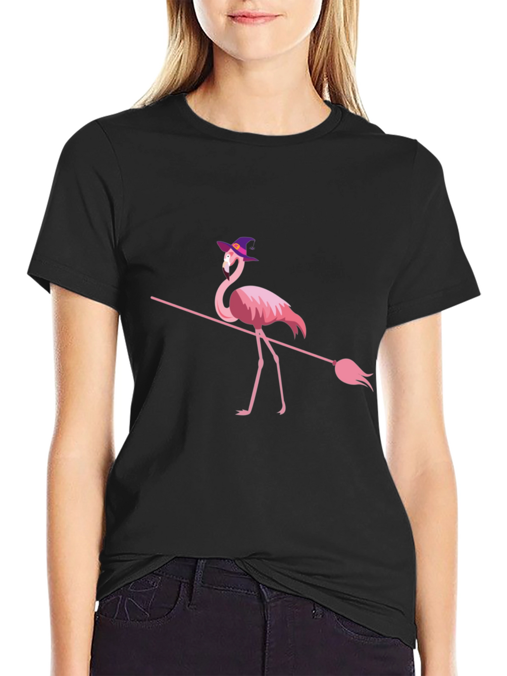Witch Flamingo Halloween T-Shirt
