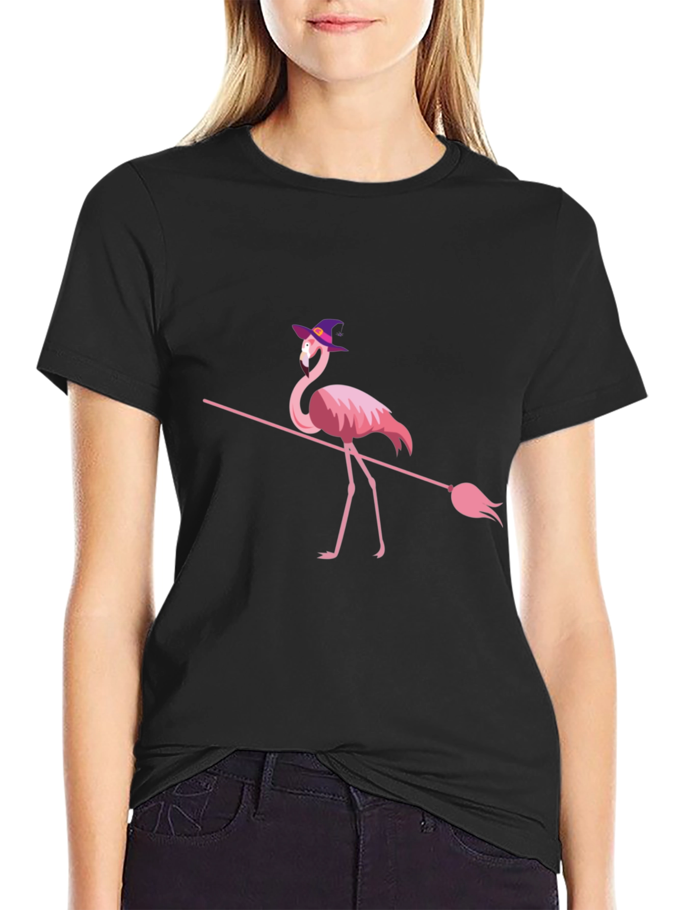Witch Flamingo Halloween T-Shirt