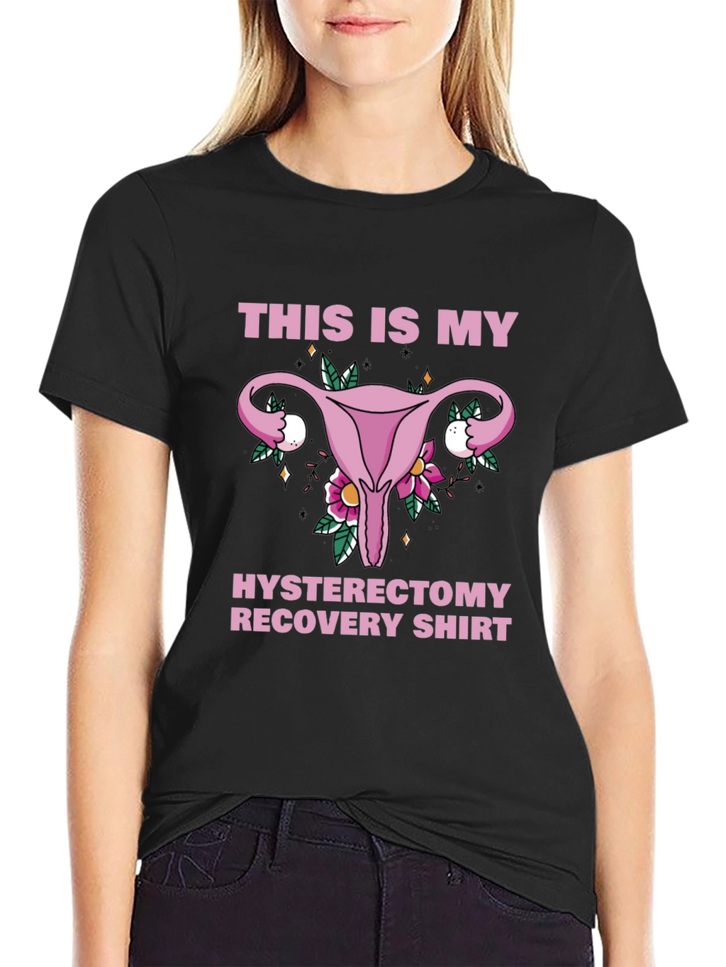 Hysterectomy Recovery Shirt - Floral Uterus Graphic Tee