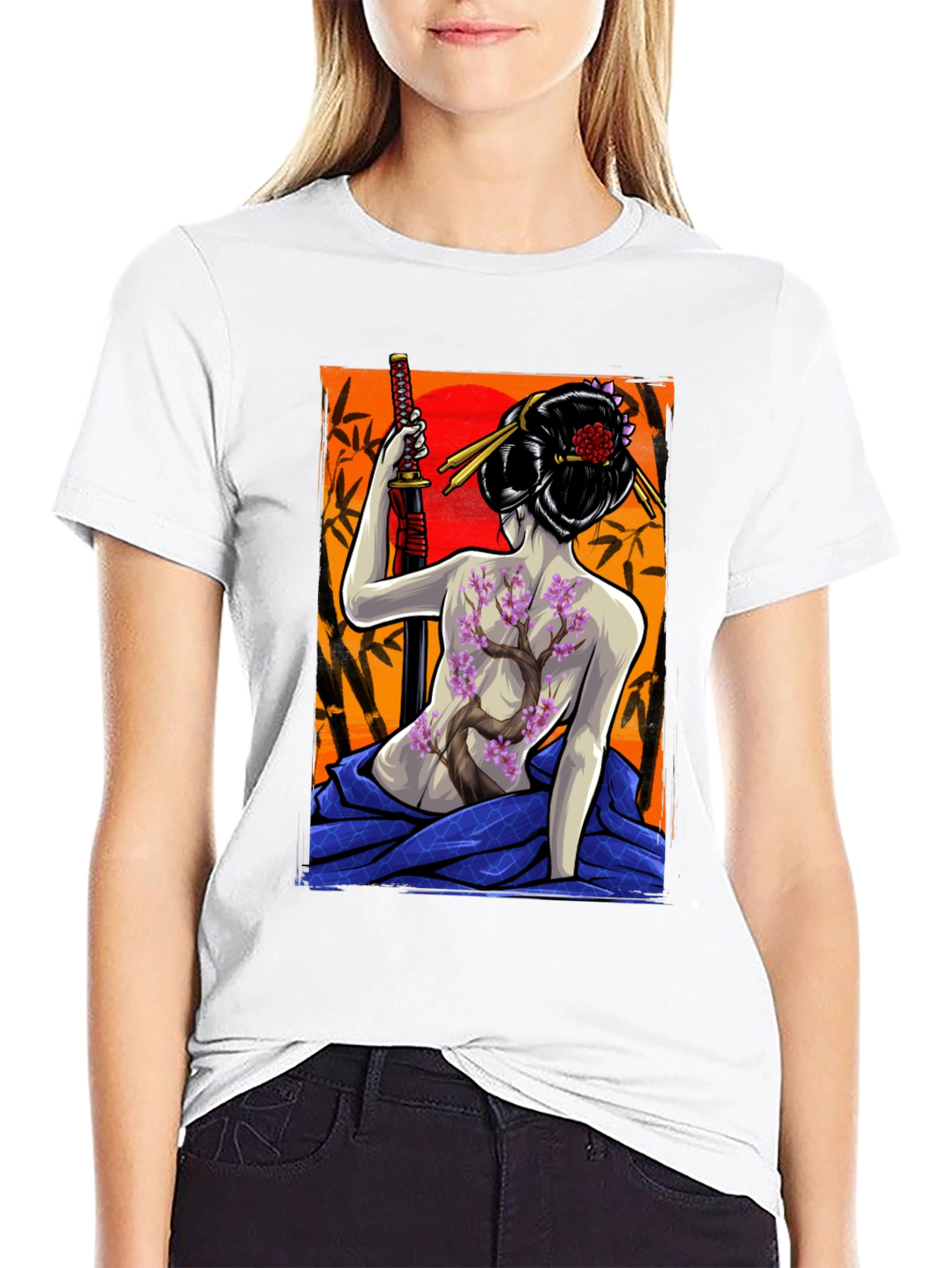 Geisha Warrior Graphic Tee - Samurai Style T-Shirt