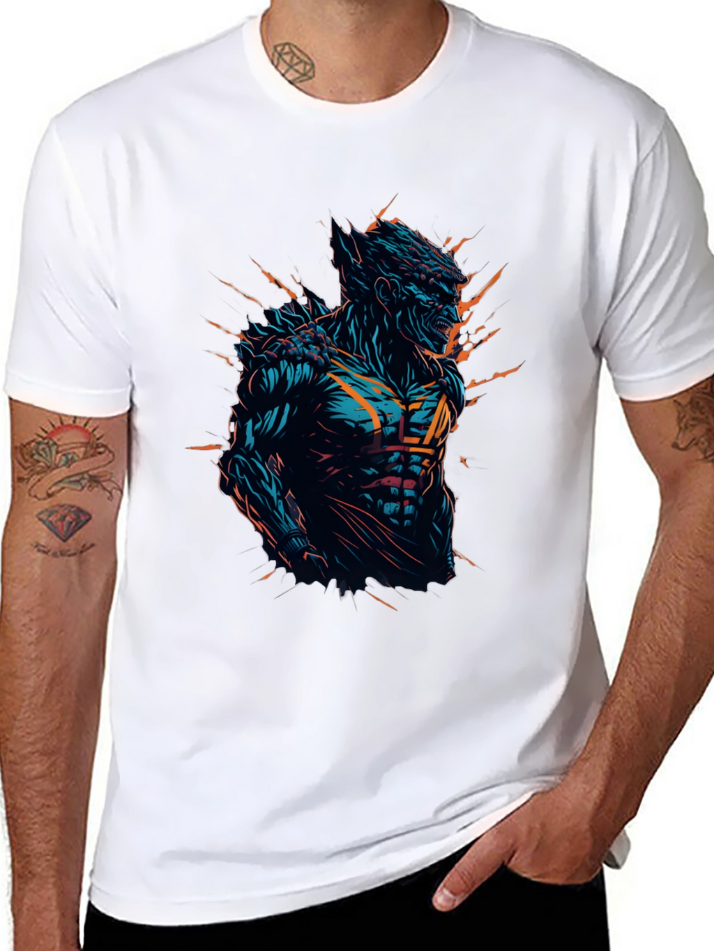 Monster Graphic Print Black T-Shirt