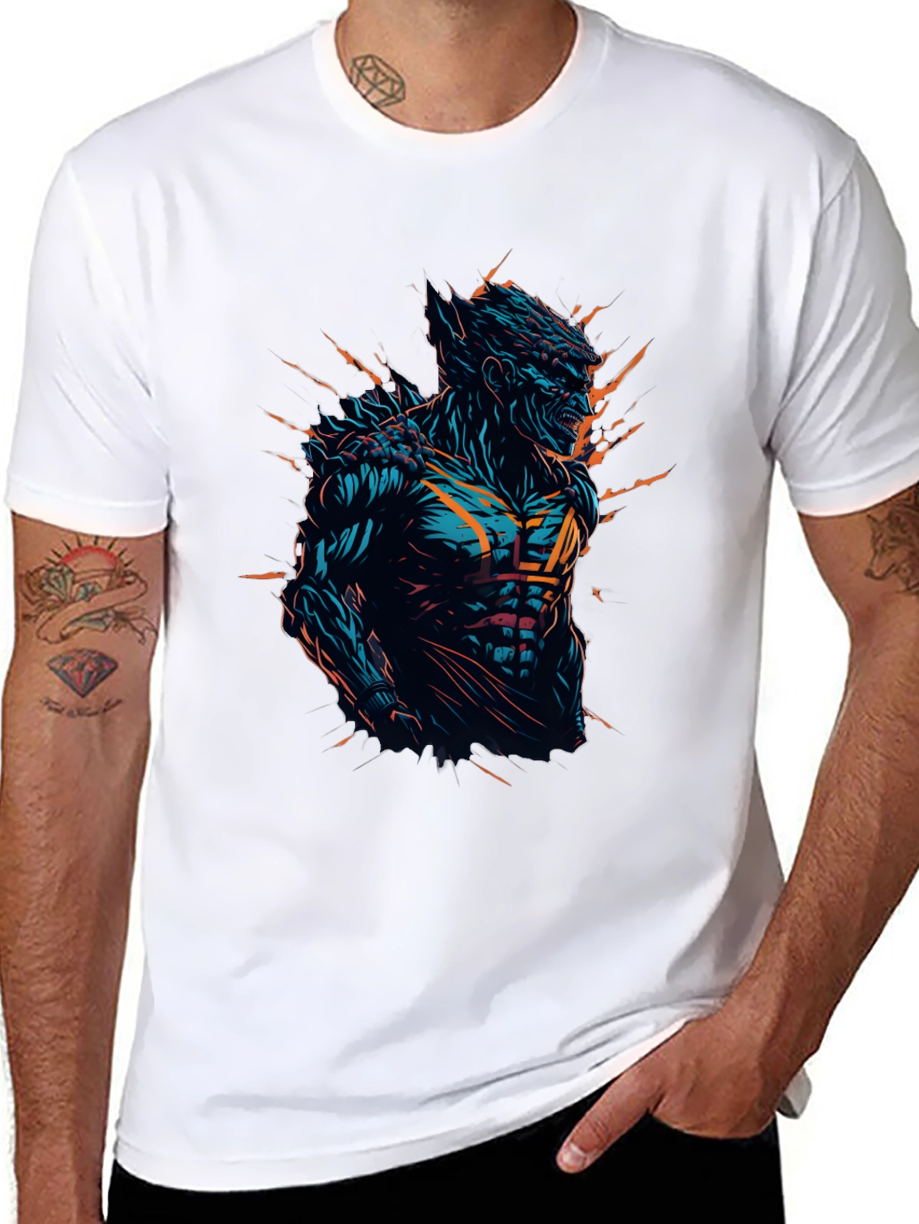 Monster Graphic Print Black T-Shirt