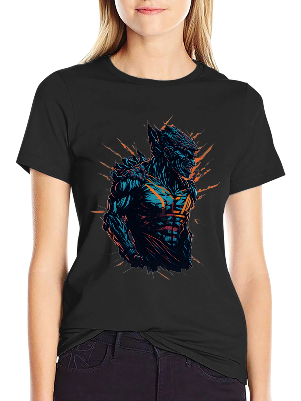 Monster Graphic Print Black T-Shirt