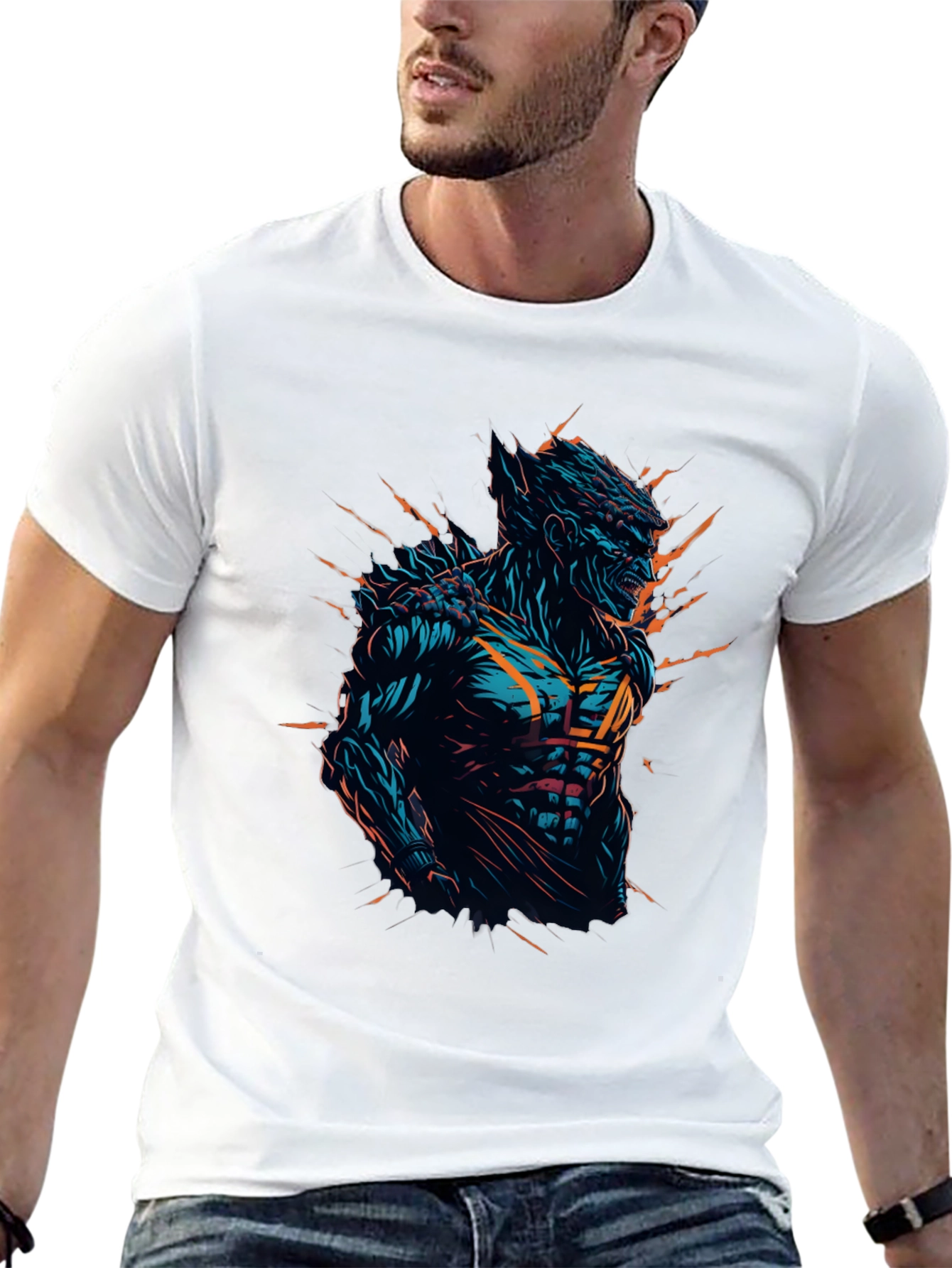 Monster Graphic Print Black T-Shirt