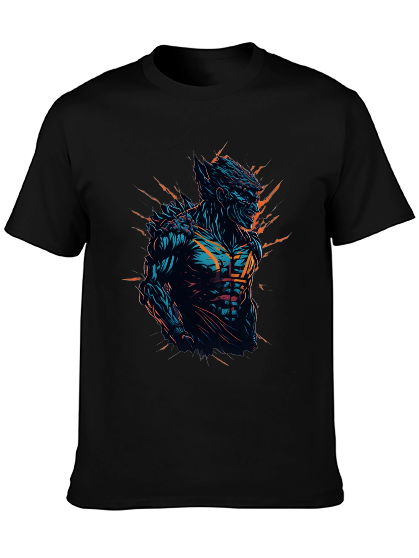 Monster Graphic Print Black T-Shirt