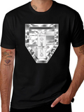 Black T-Shirt with Silver Crest Design