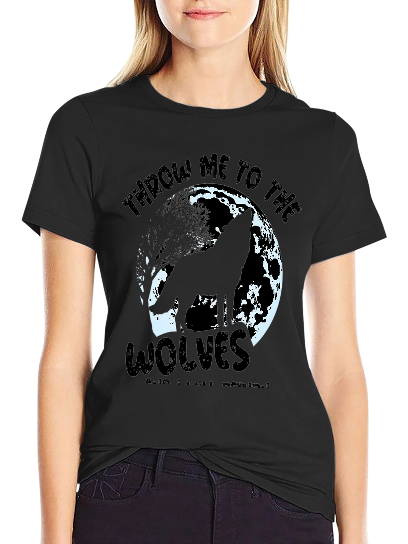 Throw Me To The Wolves T-Shirt Howling Wolf Moon Graphic Tee