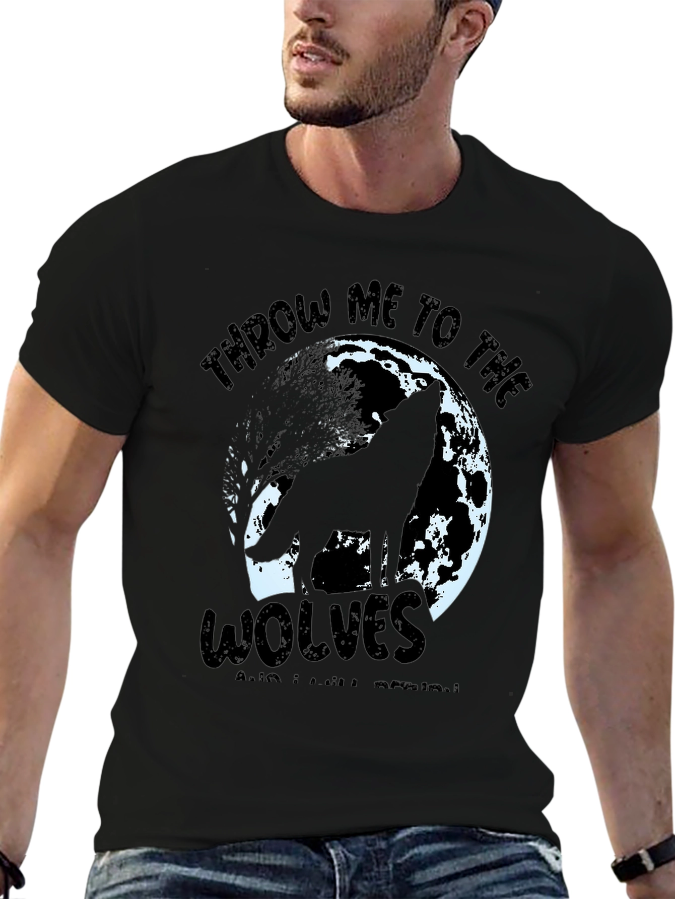 Throw Me To The Wolves T-Shirt Howling Wolf Moon Graphic Tee