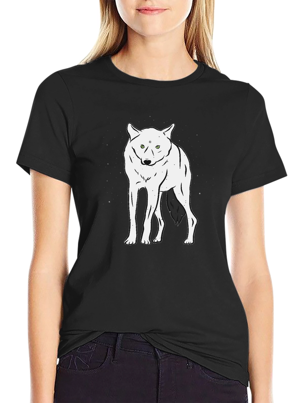 Wolf Graphic Tee - Black Crew Neck