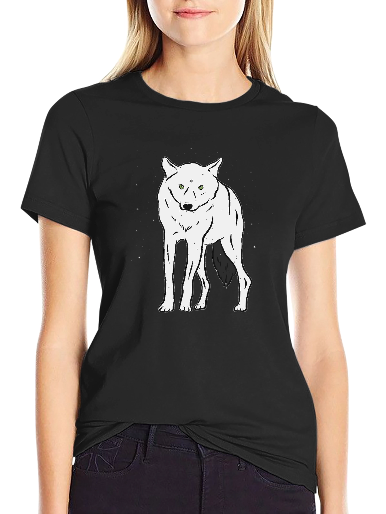 Wolf Graphic Tee - Black Crew Neck