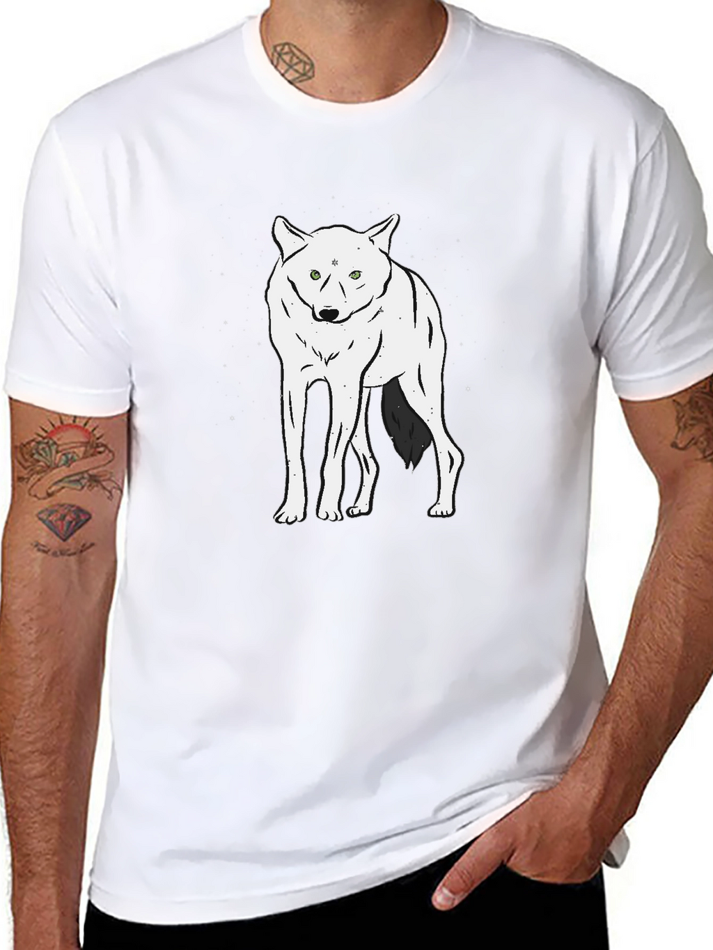 Wolf Graphic Tee - Black Crew Neck