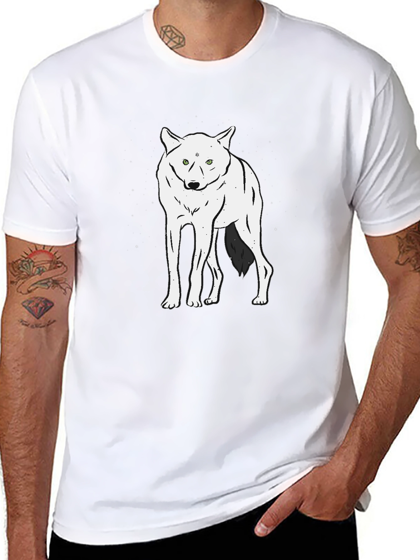 Wolf Graphic Tee - Black Crew Neck