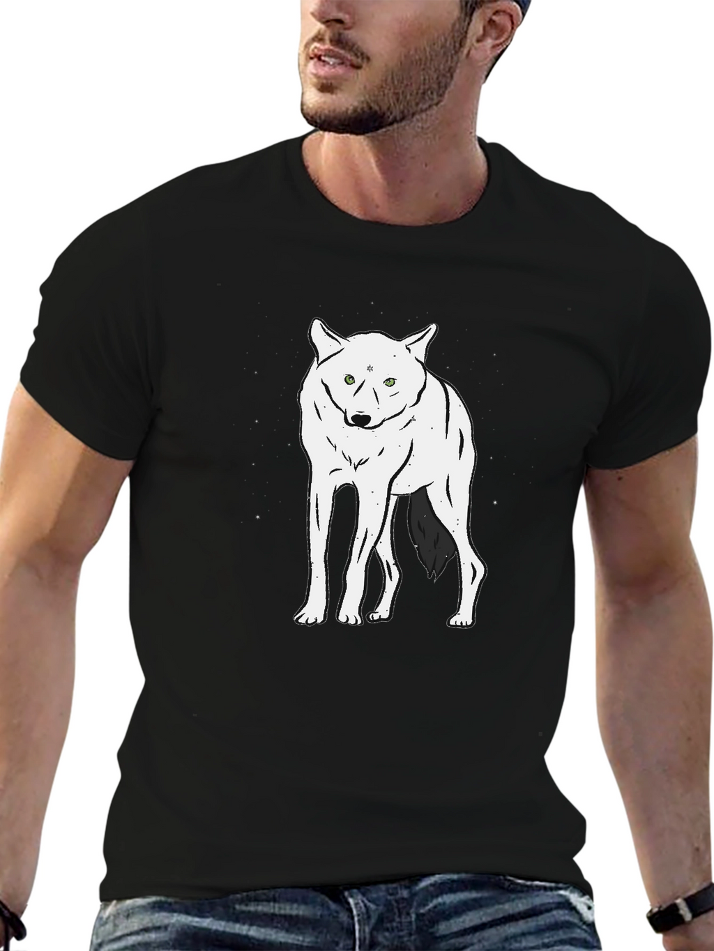 Wolf Graphic Tee - Black Crew Neck