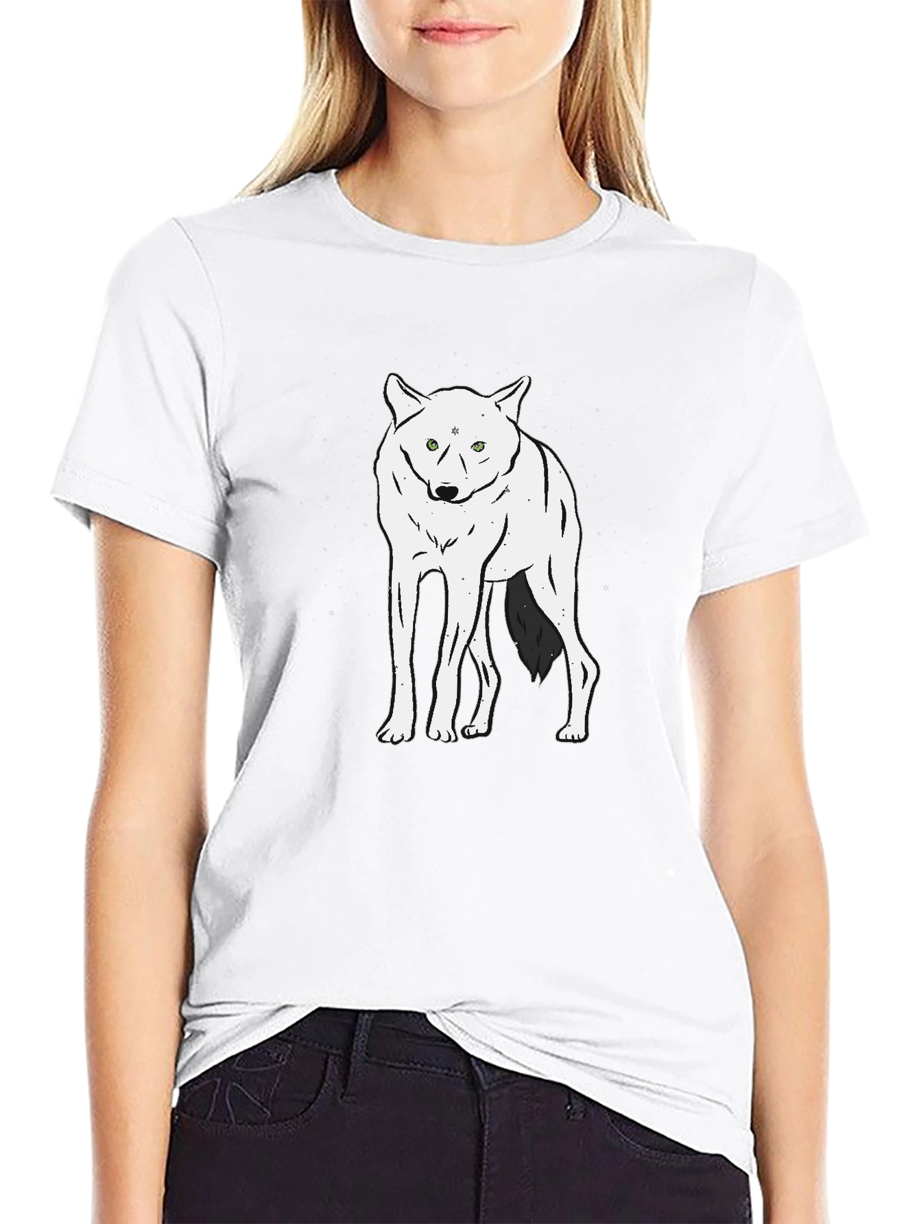 Wolf Graphic Tee - Black Crew Neck
