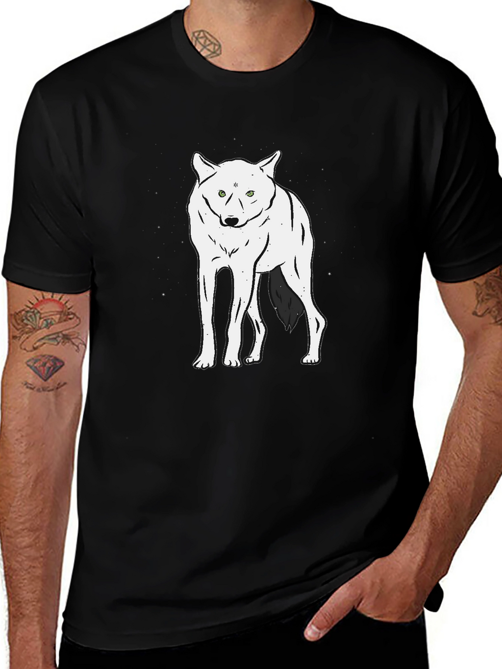 Wolf Graphic Tee - Black Crew Neck