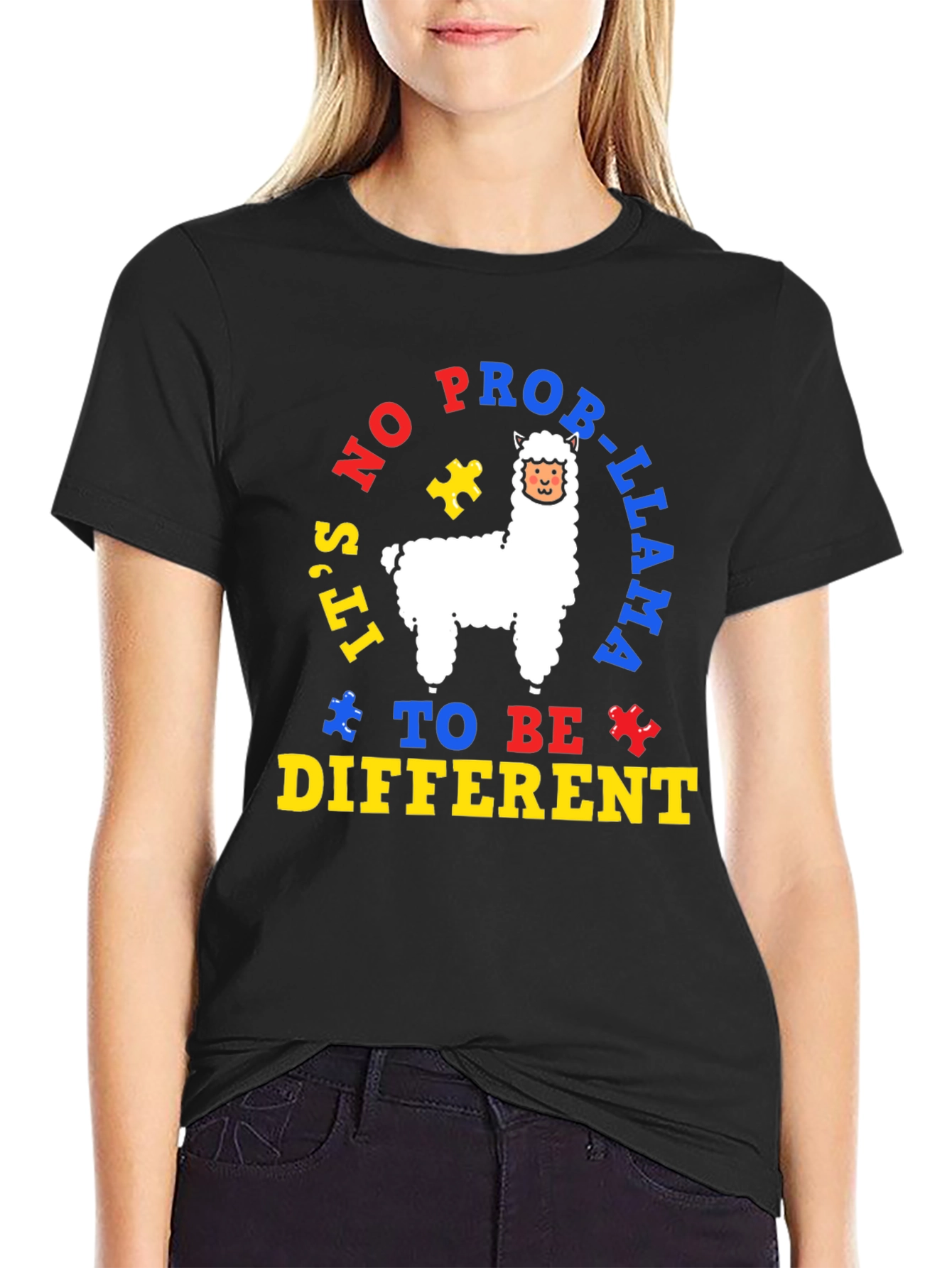 Autism Awareness Llama T-Shirt - Its No Prob-Llama to be Different!