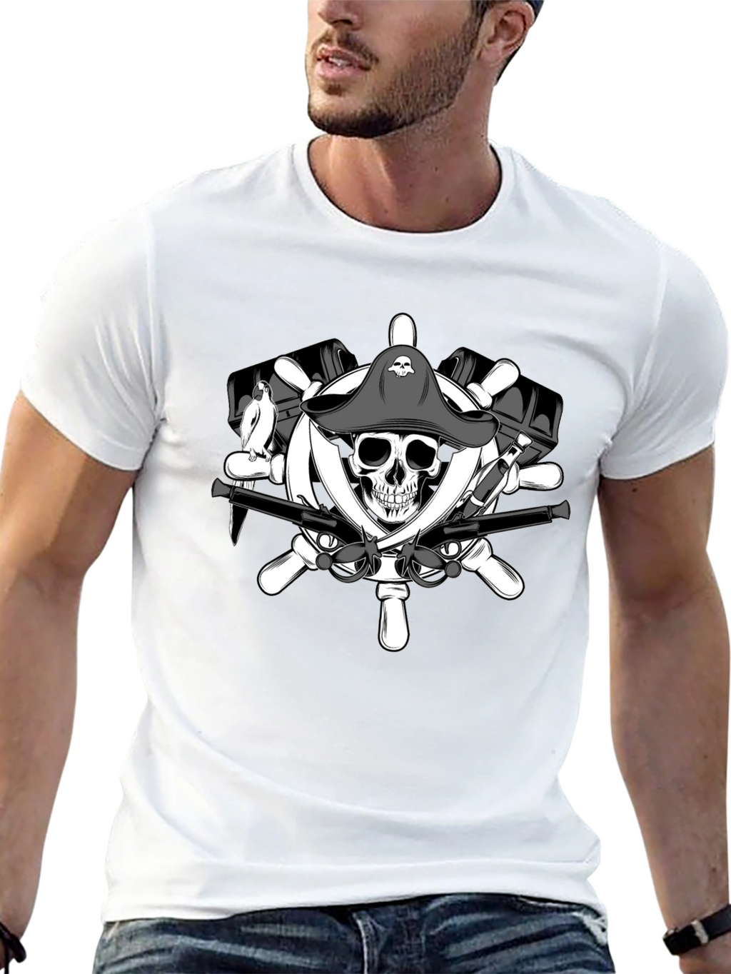Pirate Skull & Crossbones Graphic T-Shirt