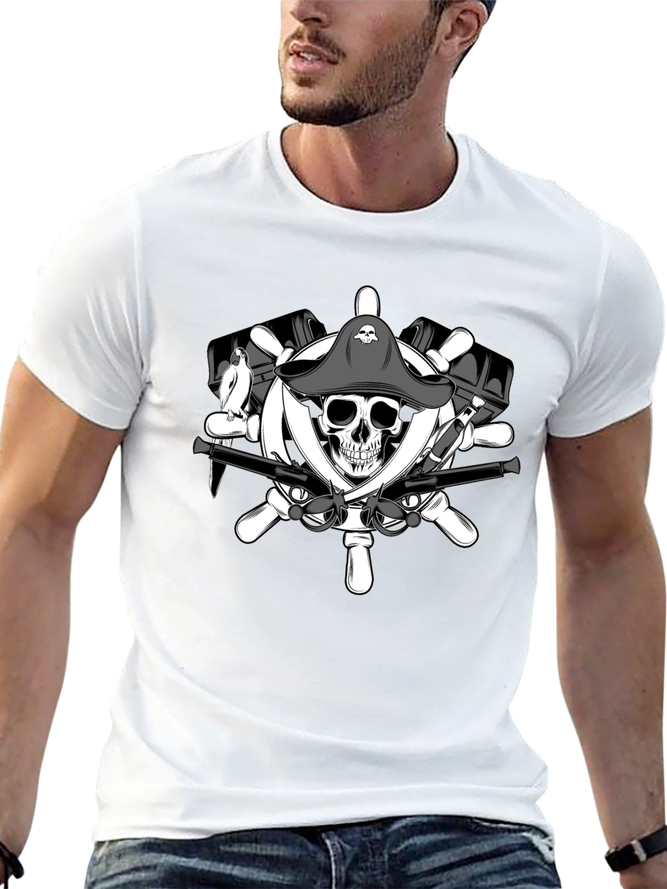 Pirate Skull & Crossbones Graphic T-Shirt
