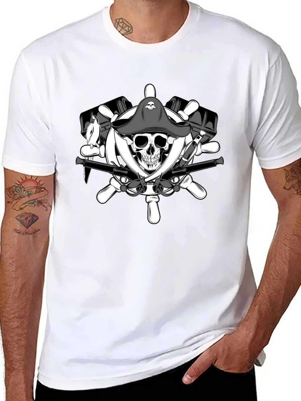 Pirate Skull & Crossbones Graphic T-Shirt