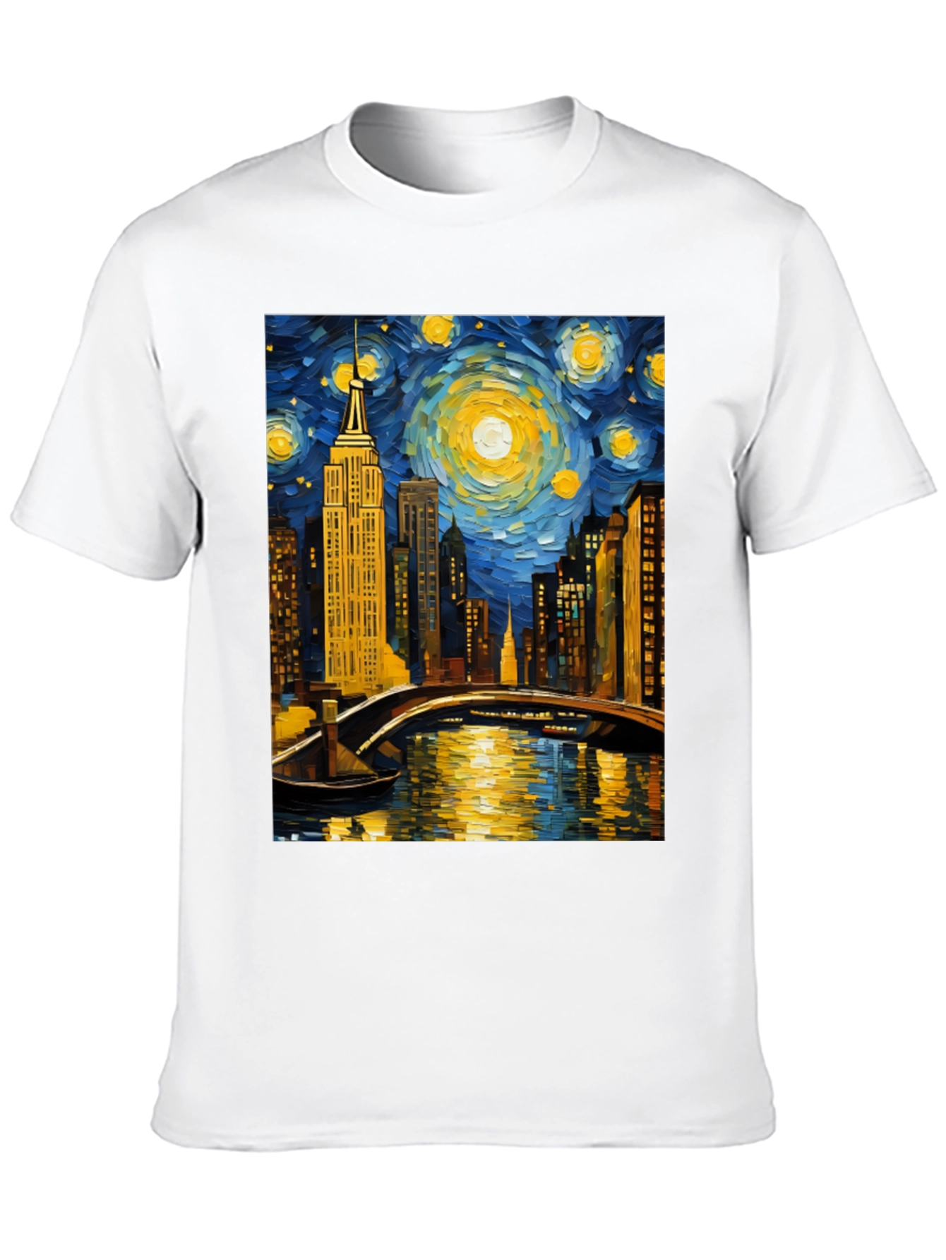 Starry Night Cityscape Tee - Artistic Graphic T-Shirt