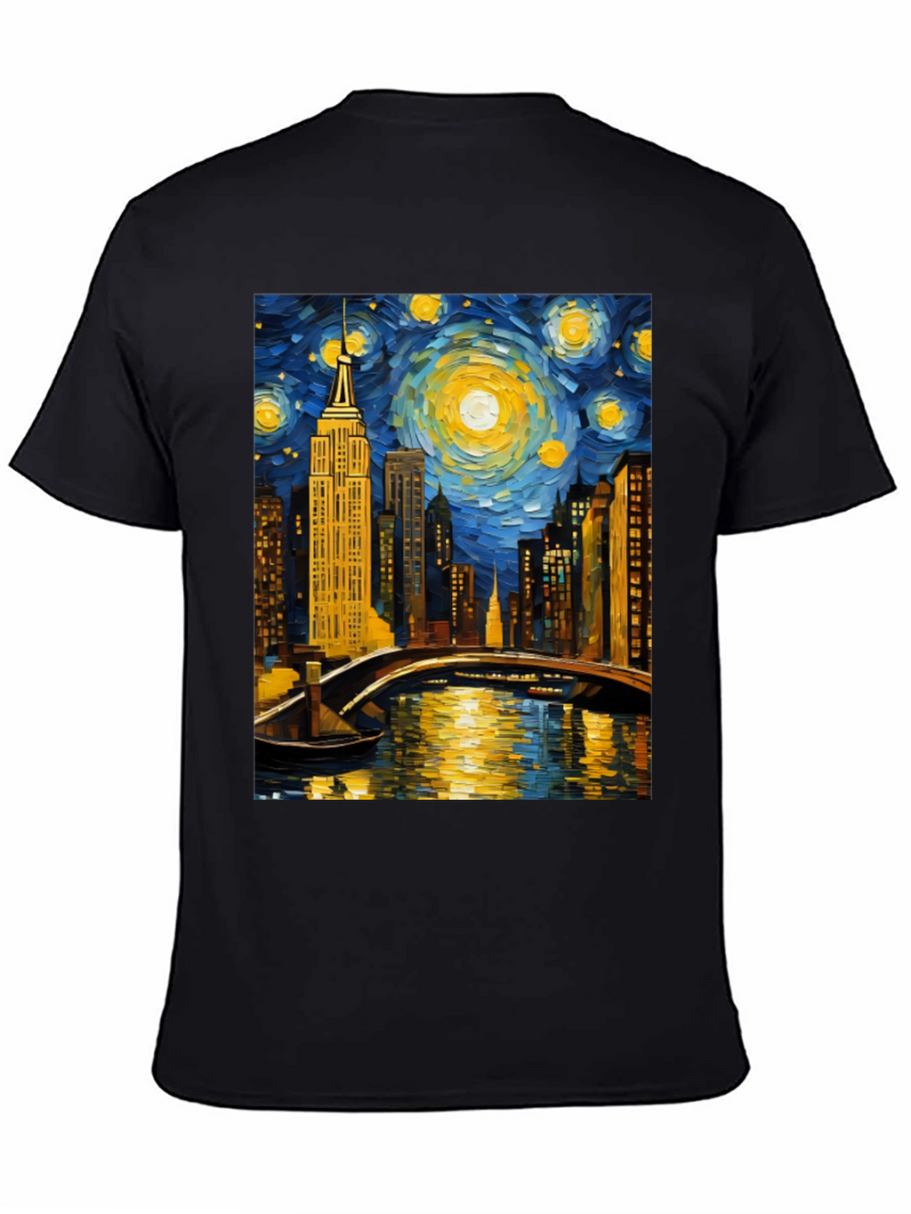 Starry Night Cityscape Tee - Artistic Graphic T-Shirt