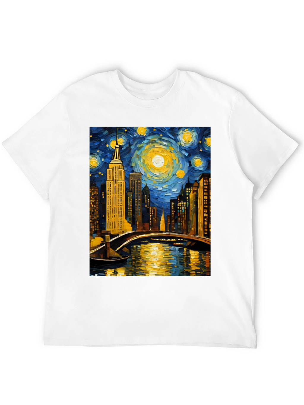 Starry Night Cityscape Tee - Artistic Graphic T-Shirt