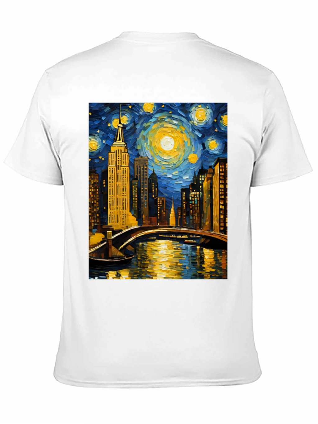 Starry Night Cityscape Tee - Artistic Graphic T-Shirt