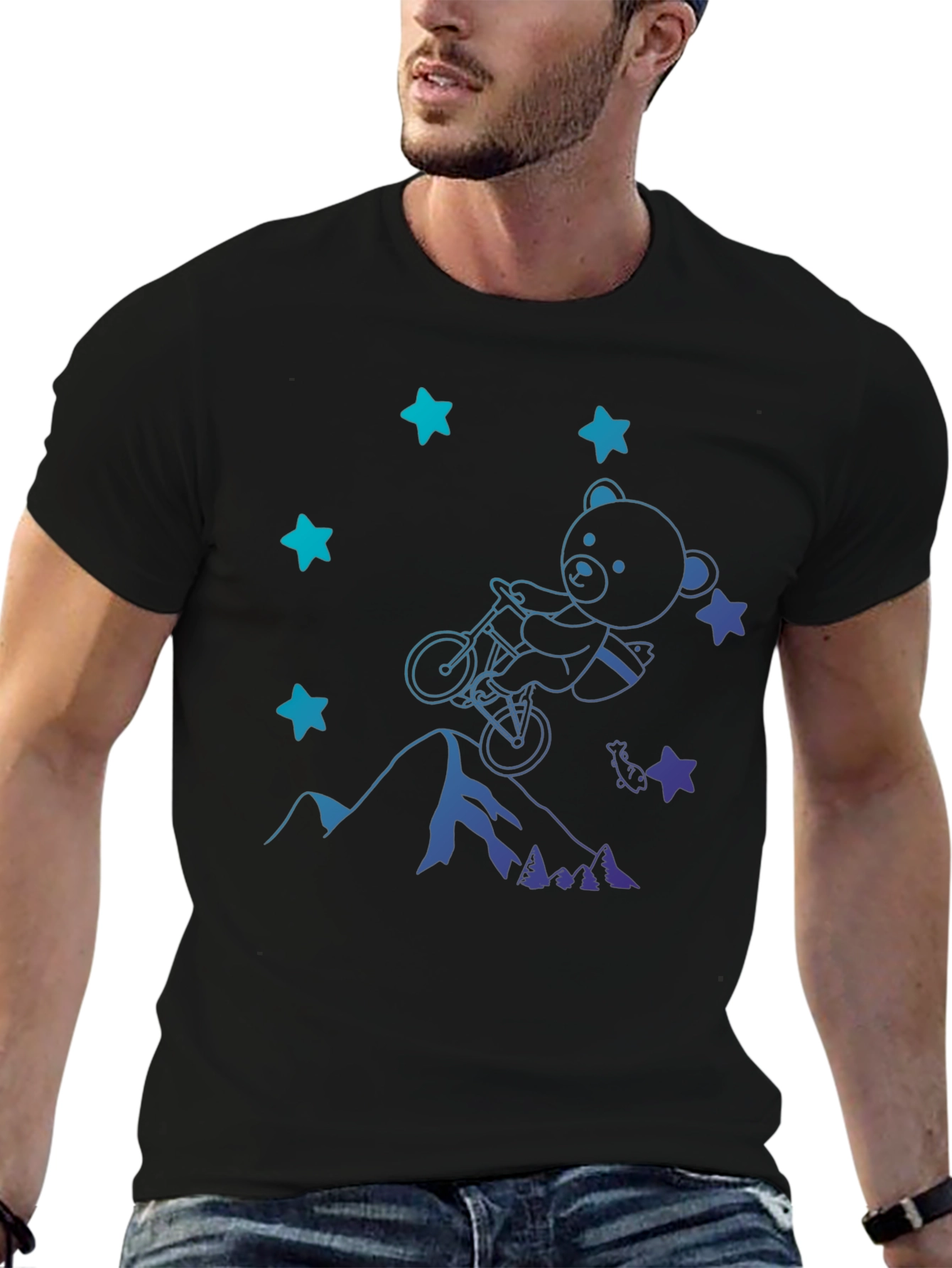 Bear on Bike T-Shirt - Mountain Adventure Tee