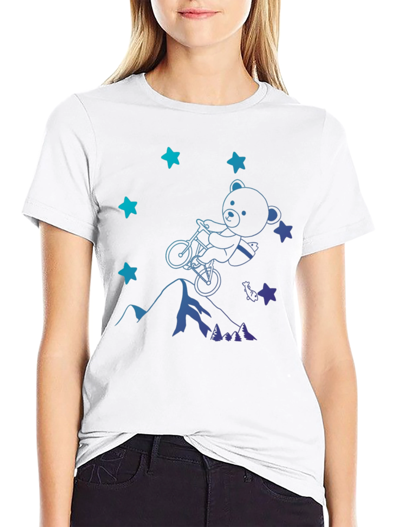 Bear on Bike T-Shirt - Mountain Adventure Tee