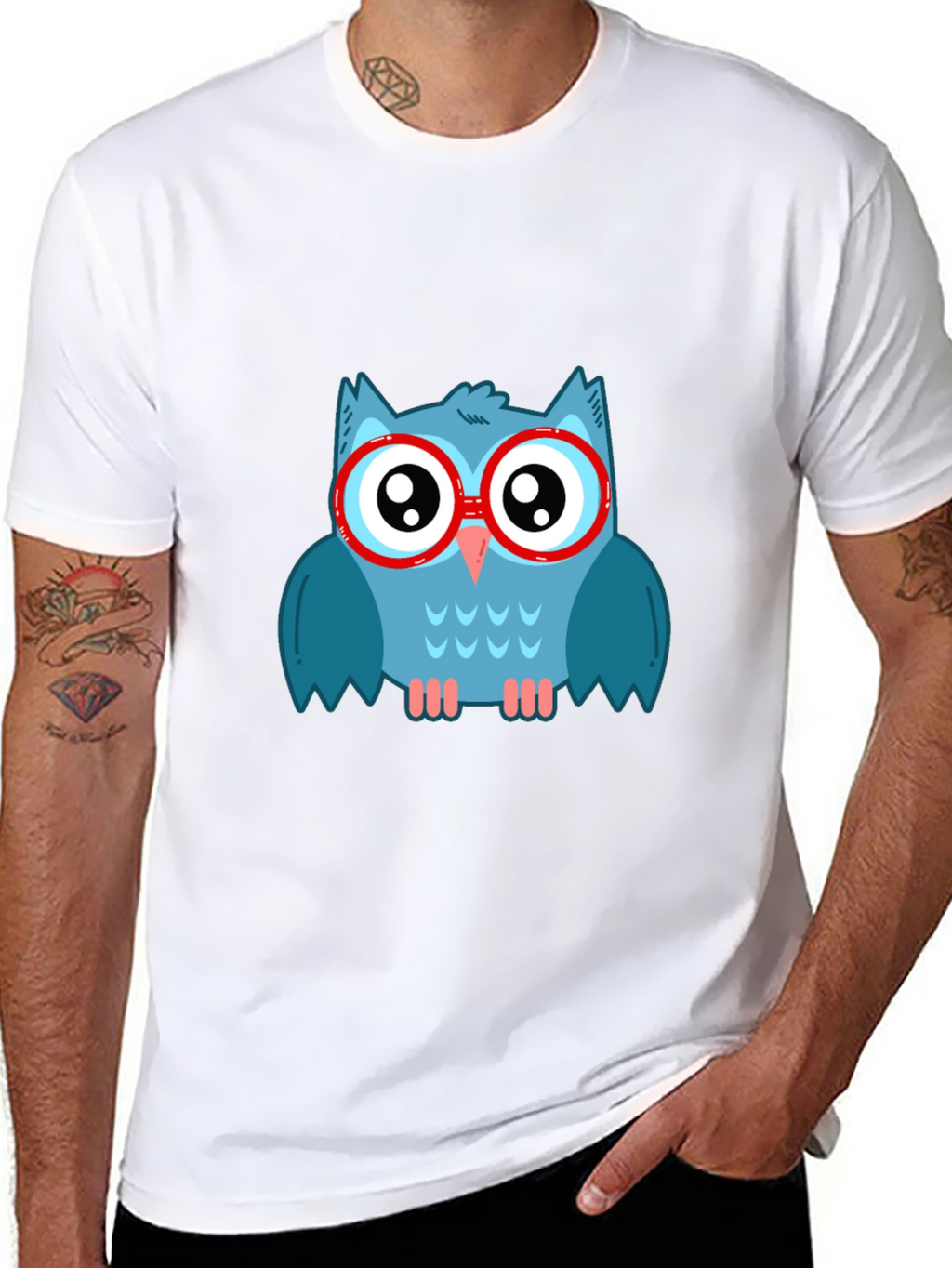 Cool Owl Graphic Tee - Mens Black T-Shirt