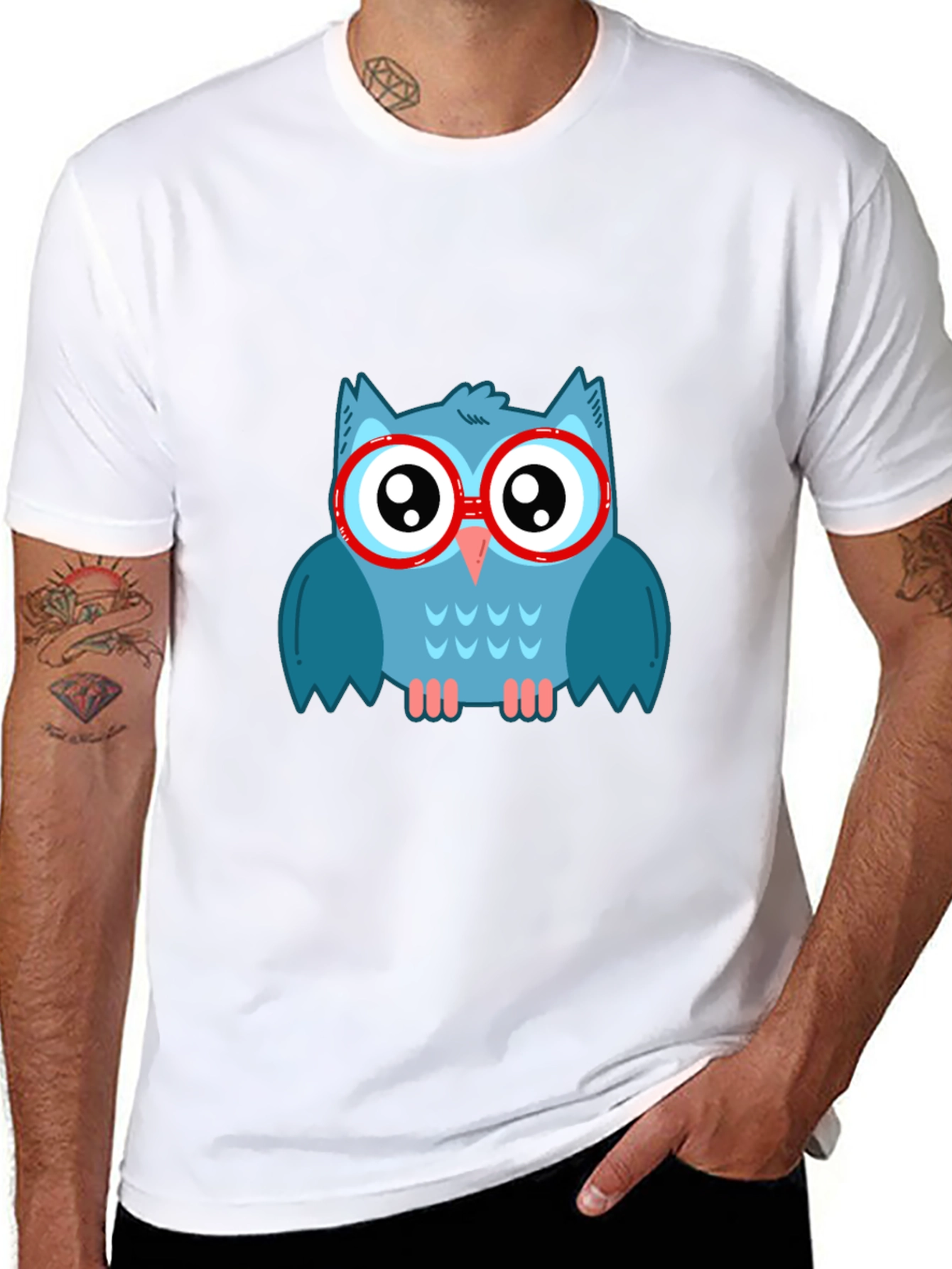 Cool Owl Graphic Tee - Mens Black T-Shirt