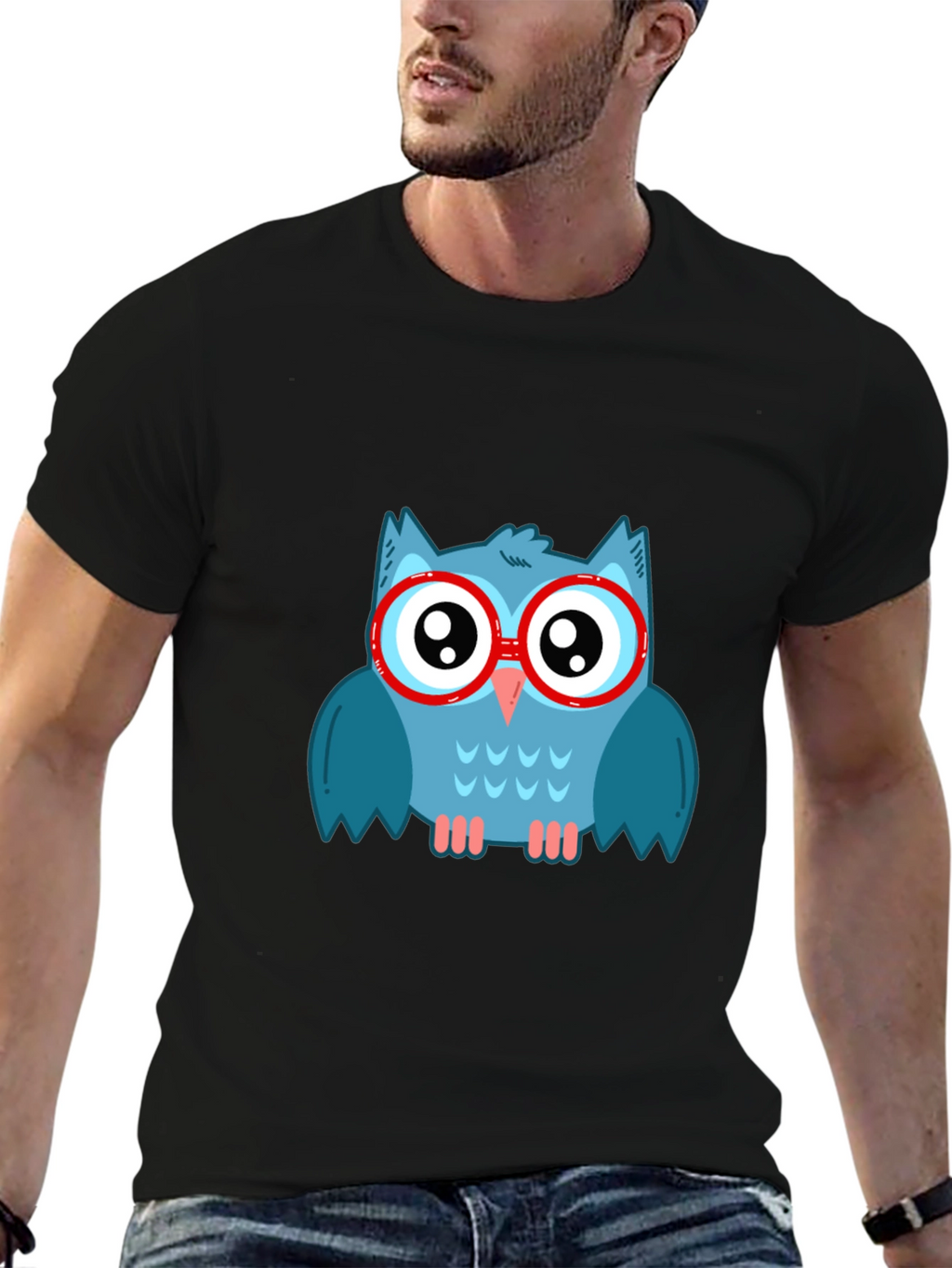 Cool Owl Graphic Tee - Mens Black T-Shirt