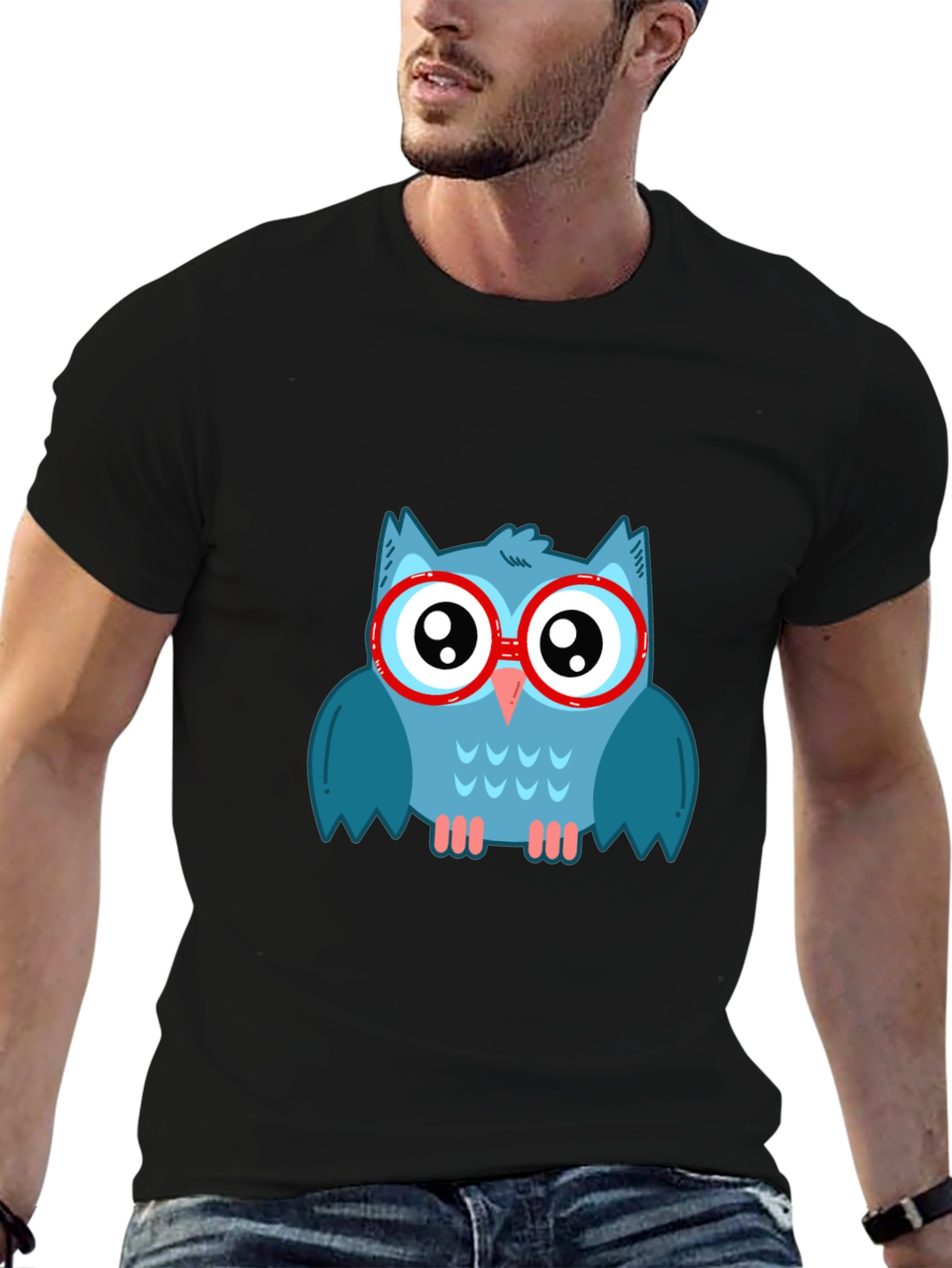 Cool Owl Graphic Tee - Mens Black T-Shirt