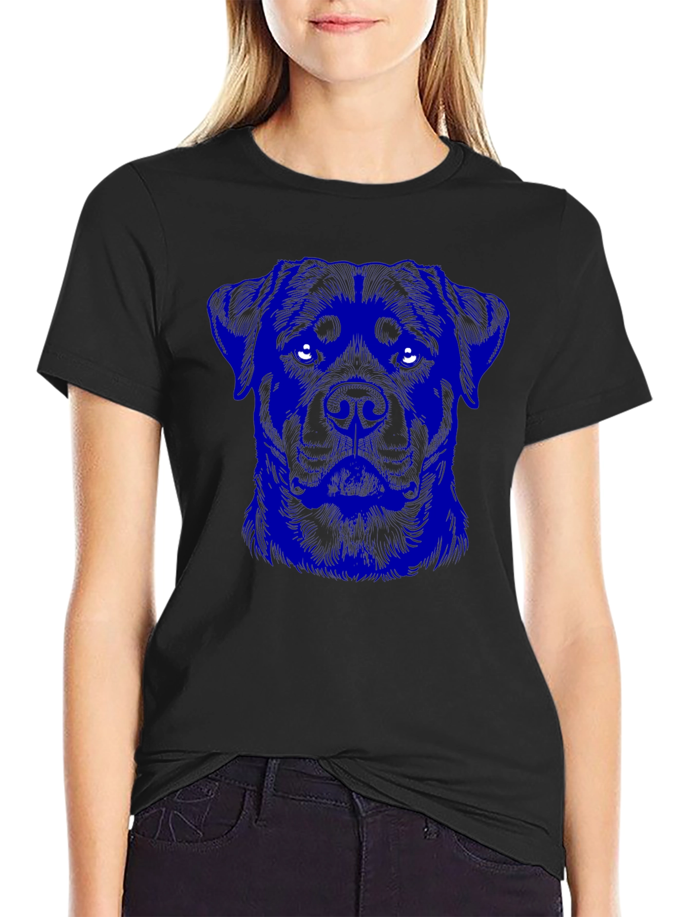 Rottweiler Graphic Print Black T-Shirt