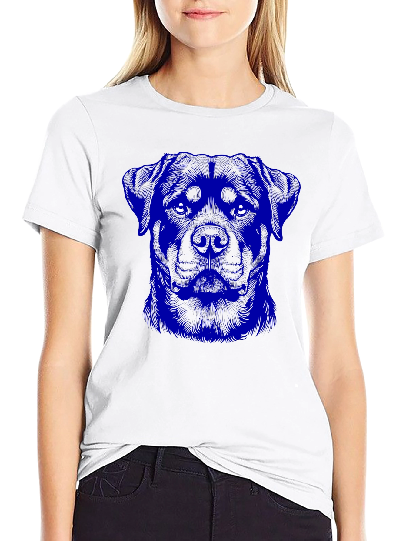 Rottweiler Graphic Print Black T-Shirt
