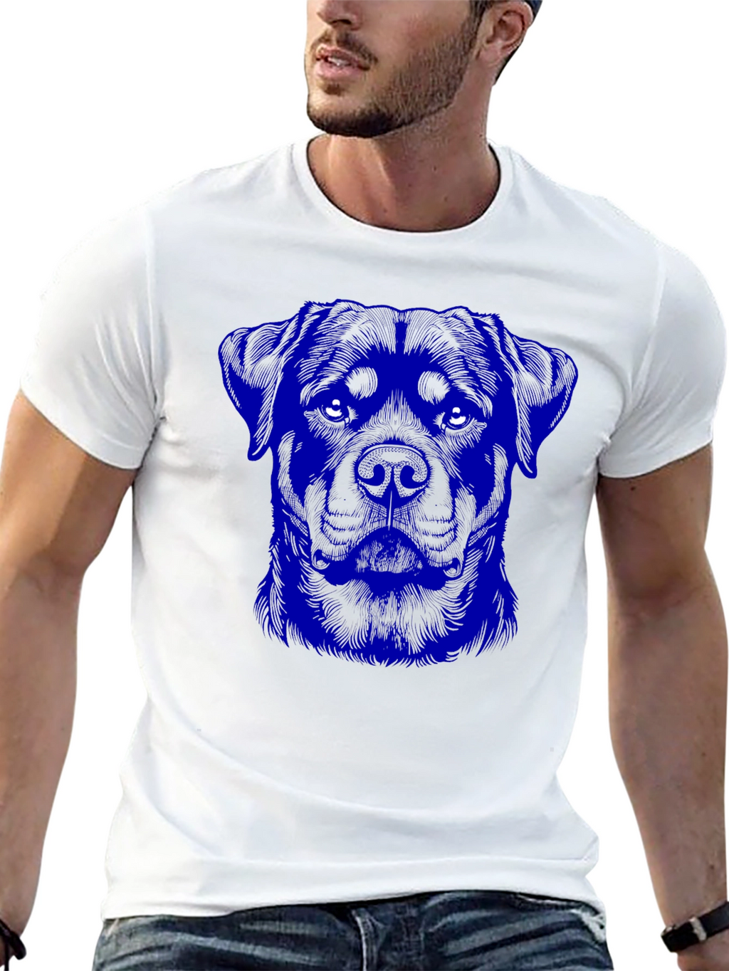 Rottweiler Graphic Print Black T-Shirt