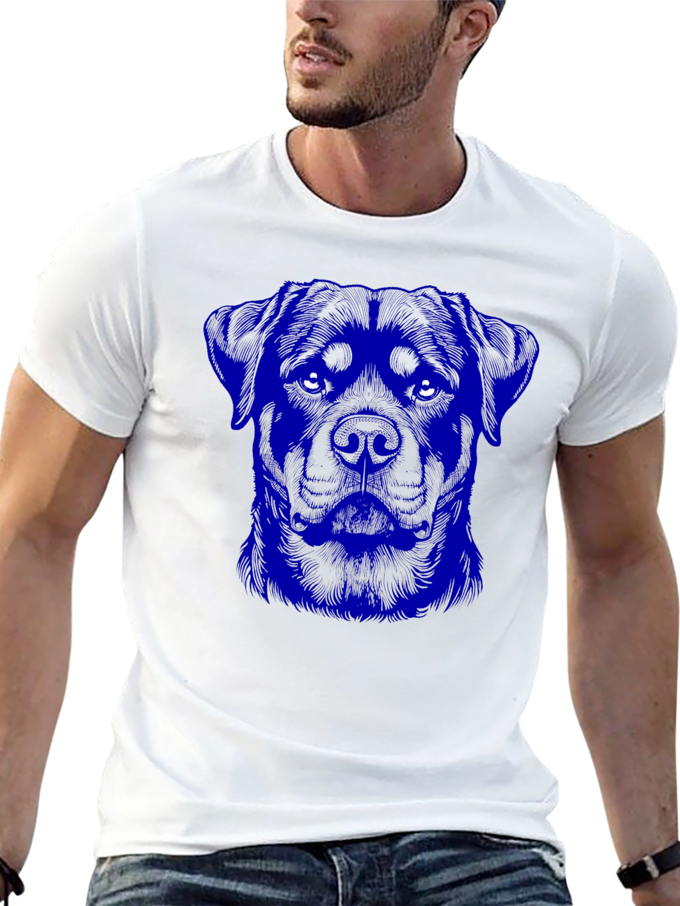 Rottweiler Graphic Print Black T-Shirt