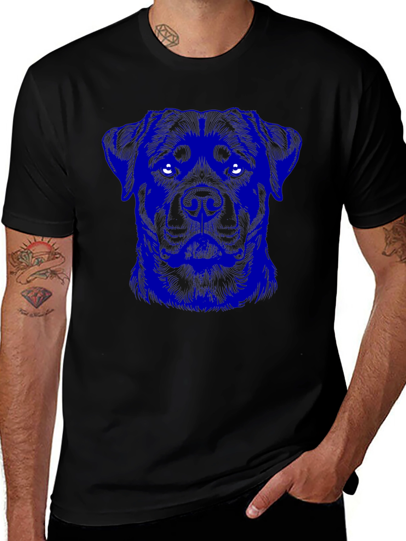 Rottweiler Graphic Print Black T-Shirt