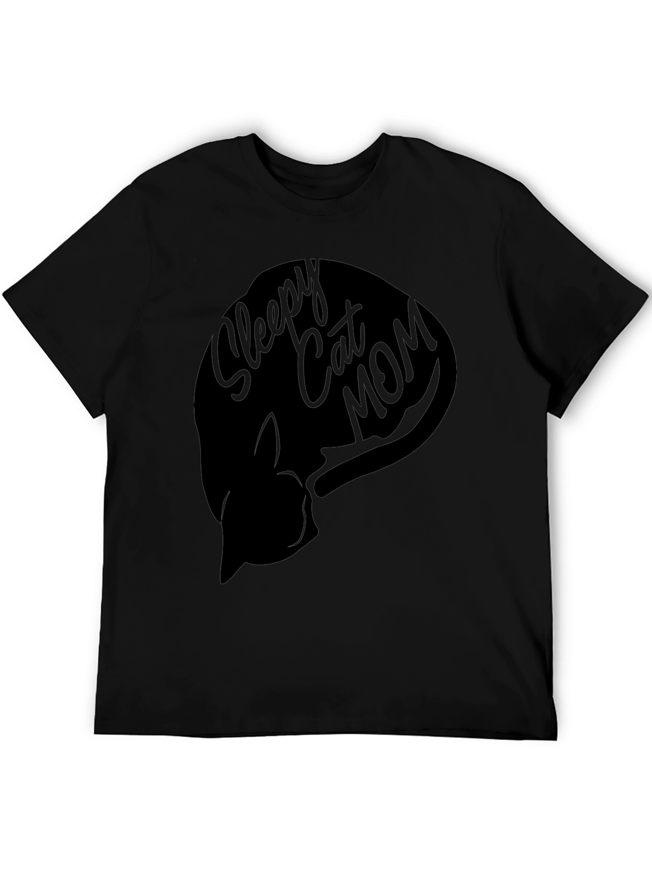 Sleepy Cat Mom Graphic T-Shirt - Unisex Black Tee