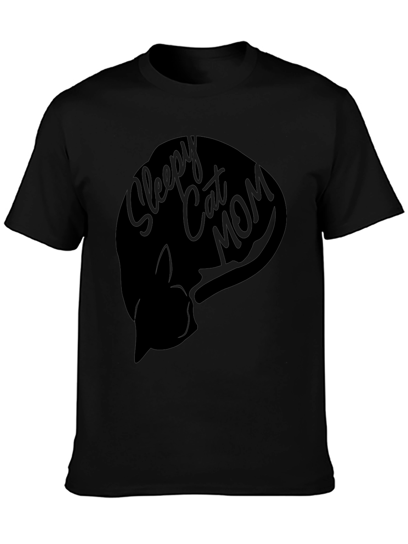 Sleepy Cat Mom Graphic T-Shirt - Unisex Black Tee